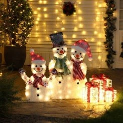 LuxenHome 2-Piece Snowman Family Trio Lighted Holiday Decoration -Outdoor Christmas Decorations Sales GUEST 89a23927 c5c6 43a7 9162 9135308f67f6