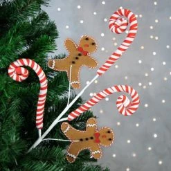 Northlight 28" Gingerbread and Candy Cane Swirls Christmas Spray