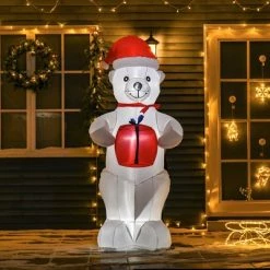 HOMCOM 6ft Christmas Inflatable Polar Bear with a Present, Outdoor Blow-Up Yard Decoration with LED Lights Display -Outdoor Christmas Decorations Sales GUEST 8b9d2a4f d92f 4035 9f2a ddfd9cd6c62b