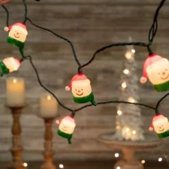 Northlight 10 Count Snowman Heads with Scarves Christmas Light Set, 7.5ft Green Wire
