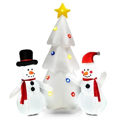 Costway 6FT Christmas Inflatable Double Snowmen & Tree w/ Built-in Rotating LED Lights 3 Costway 6FT Christmas Inflatable Double Snowmen & Tree w/ Built-in Rotating LED Lights