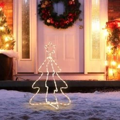 Outsunny 30" Outdoor LED Christmas Tree Rope Lights, LED Outdoor Christmas Decoration with Ground Stakes