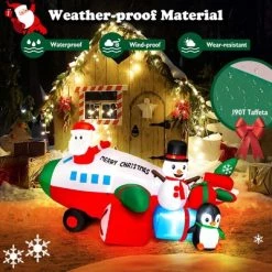 Costway 9FT Inflatable Christmas Santa Claus on Helicopter with Snowman Penguin LED Lights -Outdoor Christmas Decorations Sales GUEST 8fc0ca6d acc4 4919 8341 29234daedc8b