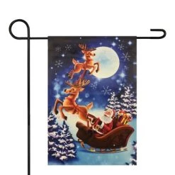Front Page 18 Northlight Santa and Reindeer Sleigh Ride Outdoor Garden Flag 12.5" x 18"