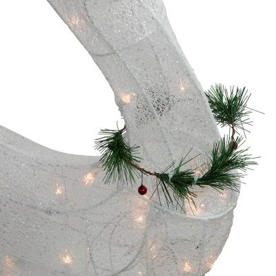 Northlight 51" Lighted White Reindeer with Sleigh Christmas Decoration 7 Northlight 51" Lighted White Reindeer with Sleigh Christmas Decoration - Image 5