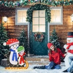 Costway Lighted Standing Penguins Artificial Christmas Decoration Pre-Lit 80 LED Bulbs