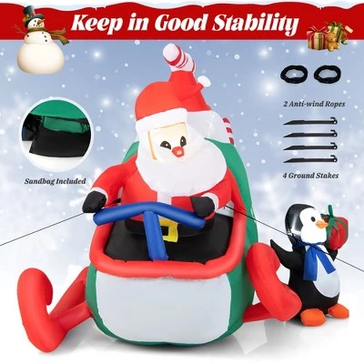 Costway 6.5FT Christmas Inflatable Santa Claus Driving Helicopter & Penguin Holding Gift 9 Costway 6.5FT Christmas Inflatable Santa Claus Driving Helicopter & Penguin Holding Gift - Image 7