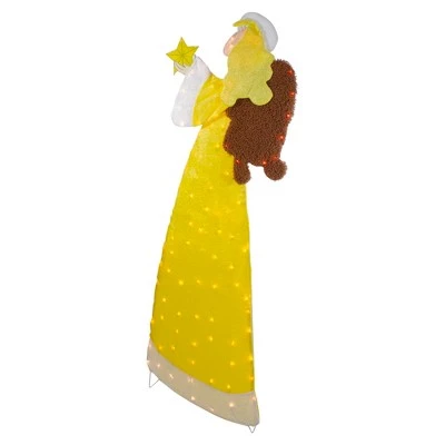 Northlight 72" Lighted 2D Yellow Chenille Angel Outdoor Christmas Decoration 5 Northlight 72" Lighted 2D Yellow Chenille Angel Outdoor Christmas Decoration - Image 3