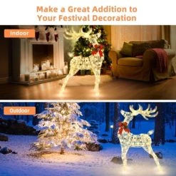 Costway 2 Pieces Lighted Christmas Reindeers Christmas Decoration Pre-Lit 50+120 LED -Outdoor Christmas Decorations Sales GUEST 9667b3e1 92e8 40d4 9e1d 9f0b96d11888