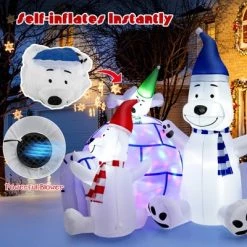 Tangkula 6FT Long Christmas Inflatable Polar Bears & Igloo Big Blow Up Polar Bear Family Decoration w/ Colorful Bright LED Lights Stakes & Ropes 17 Tangkula 6FT Long Christmas Inflatable Polar Bears & Igloo Big Blow Up Polar Bear Family Decoration w/ Colorful Bright LED Lights Stakes & Ropes -Outdoor Christmas Decorations Sales GUEST 9acd0ff8 a5e3 4026 ab89 32e14783a0da
