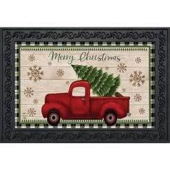 Merry Christmas Pickup Truck Doormat Indoor Outdoor 30" x 18" Briarwood Lane