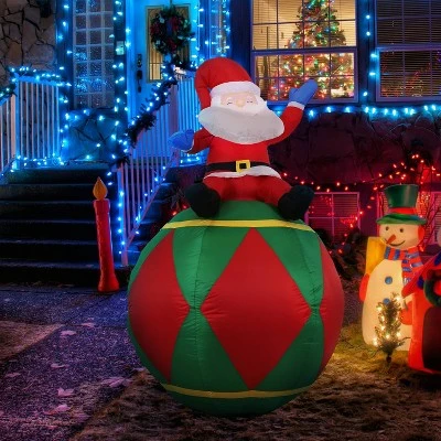 Sunnydaze Decor Sunnydaze 6 Foot Self Inflatable Blow Up Santa Claus Sitting on Ball Outdoor Holiday Christmas Lawn Decoration with LED Lights 3 Sunnydaze Decor Sunnydaze 6 Foot Self Inflatable Blow Up Santa Claus Sitting on Ball Outdoor Holiday Christmas Lawn Decoration with LED Lights