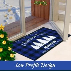 Trinity Plaid White Christmas Tree Non-Slip Decorative Doormat, 17" x 29" -Outdoor Christmas Decorations Sales GUEST a08d8ab9 195f 4420 8d7f 4956ec8ccf85