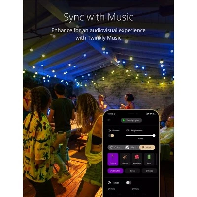 Twinkly Festoon App-Controlled LED Bulb Lights String Multicolor RGB (16 Million Colors) Black Cable. Indoor and Outdoor Smart Lighting Decoration 5 Twinkly Festoon App-Controlled LED Bulb Lights String Multicolor RGB (16 Million Colors) Black Cable. Indoor and Outdoor Smart Lighting Decoration - Image 4