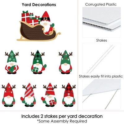 Big Dot of Happiness Red and Green Holiday Gnomes Santa Sleigh - Yard Sign and Outdoor Lawn Decorations - Christmas Party Yard Signs - Set of 8 5 Big Dot of Happiness Red and Green Holiday Gnomes Santa Sleigh - Yard Sign and Outdoor Lawn Decorations - Christmas Party Yard Signs - Set of 8 - Image 3