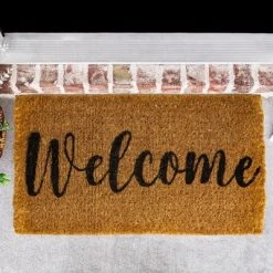 Juvale Natural Coir Doormat, Welcome Mats for Front Door, and Outdoor Entry, 17x30 In
