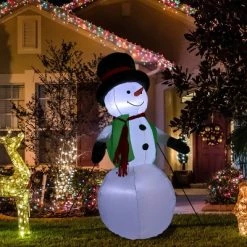 Sunnydaze Decor Sunnydaze 7 Foot Self Inflatable Blow Up Holly Jolly Snowman Outdoor Holiday Christmas Lawn Decoration with LED Lights