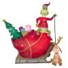 National Tree Company 12 ft. Inflatable Grinch On Sleigh with Max