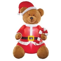 Collections Etc. Collections Etc 6-Foot Plush Santa Teddy Bear Inflatable Decoration 44 X 48 X 72