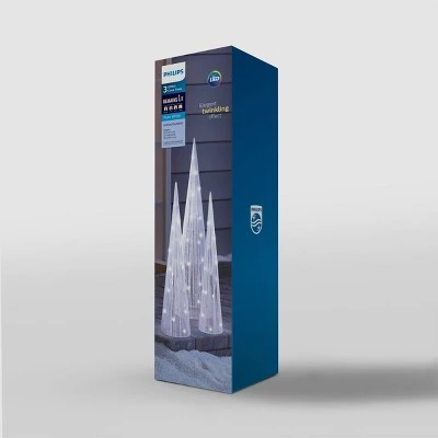 Philips 3pk Glitter String Cone Trees Christmas LED Novelty Sculpture Pure White 4 Philips 3pk Glitter String Cone Trees Christmas LED Novelty Sculpture Pure White - Image 2