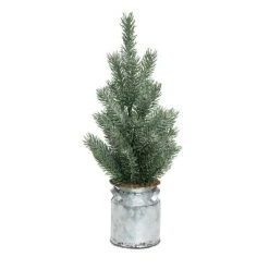 Transpac Artificial 14 in. Green Christmas Tree in Galvanized Milk Jug