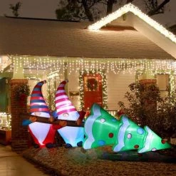 LuxenHome 8.5Ft Gnome Elves with Tree Inflatable with LED Lights