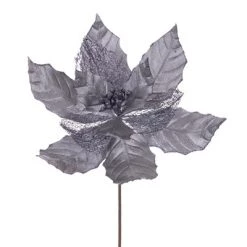 Vickerman 11" Velvet and Glitter Mesh Poinsettia Flower on Steem -Outdoor Christmas Decorations Sales GUEST af434959 31b6 4092 a36e 931b47b15ce4