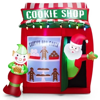 Costway 6.3 FT Inflatable Gingerbread Cookie Shop with Santa Clause Christmas Decoration 3 Costway 6.3 FT Inflatable Gingerbread Cookie Shop with Santa Clause Christmas Decoration