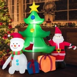 Costway 7.2 FT Inflatable Christmas Decoration Lighted Blow up Xmas Tree w/ Santa Claus