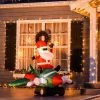 HOMCOM 7.3 ft Long Christmas Inflatable Santa Claus Flying A Plane with LED Lights, Xmas Blow Up w/ Auto Set-Up for Front Yard