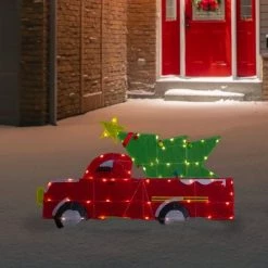 Northlight 36" LED Lighted Red Truck with Christmas Tree Outdoor Decoration