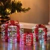 LuxenHome Set of 3 Lighted LED Christmas Holiday Presents Decoration, Indoor and Outdoor