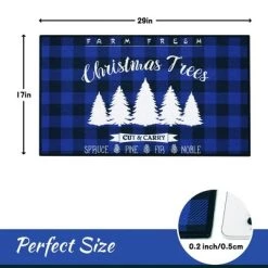 Trinity Plaid White Christmas Tree Non-Slip Decorative Doormat, 17" x 29"
