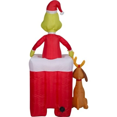 The Grinch Grinch Animated Christmas Airblown Inflatable in Chimney, 6 ft Tall, Red 5 The Grinch Grinch Animated Christmas Airblown Inflatable in Chimney, 6 ft Tall, Red - Image 3