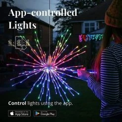 Twinkly Spritzer App-Controlled LED Lights Spritzer with 200 RGB (16 Million Colors) LEDs. 16 inches Diameter. White Wire -Outdoor Christmas Decorations Sales GUEST b651e76d 2850 40c1 8d4b 253d14c4ca01