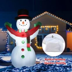 Costway 6 FT Inflatable Christmas Snowman w/ LED Lights Blow Up Outdoor Yard Decoration