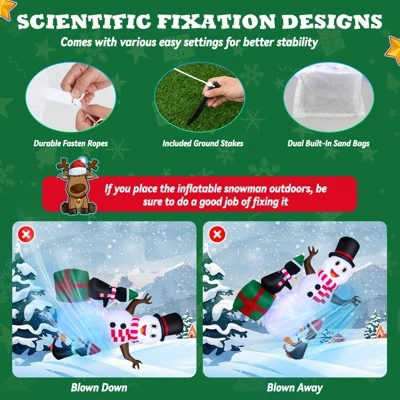 Tangkula 6FT Inflatable Snowman with Penguin Lighted Blowup Christmas Decoration with Ground Stakes Sandbags & Blower Festival Holiday Snowman 4 Tangkula 6FT Inflatable Snowman with Penguin Lighted Blowup Christmas Decoration with Ground Stakes Sandbags & Blower Festival Holiday Snowman - Image 2