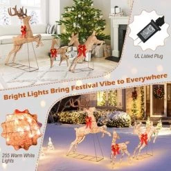 Costway 3 PCS Lighted Christmas Reindeer Family Set Holiday Decoration with 255 Lights -Outdoor Christmas Decorations Sales GUEST b9be647f 1561 4d37 9c5e 1ac42072a7cf