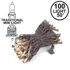 Novelty Lights Inc Novelty Lights 100 Light Incandescent Mini Christmas String Lights Brown Wire 50 Feet