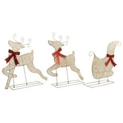 Northlight 3pc LED Lighted Reindeer and Sleigh Outdoor Christmas Decoration