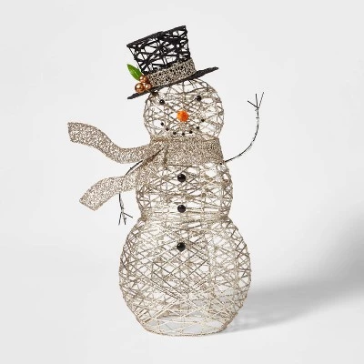 42" Faux Rattan Snowman Christmas Novelty Sculpture Light - Wondershop™ 4 42" Faux Rattan Snowman Christmas Novelty Sculpture Light - Wondershop™ - Image 2