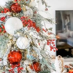 Sullivans Artificial Iced Pine and Berry Pick 18"H Green