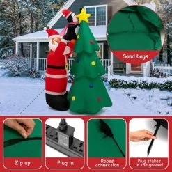 Costway 6 FT Inflatable Christmas Tree & Santa Claus w/ LEDs & Air Blower -Outdoor Christmas Decorations Sales GUEST be111511 9b1e 4e85 8a44 c9991b525fd5
