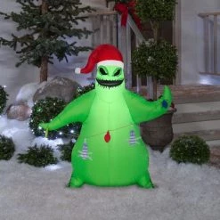 The Nightmare Before Christmas Nightmare Before Christmas Airblown Inflatable Oogie Boogie in Santa Hat with Light String, 3.5 ft Tall