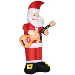 Outsunny 62.25" Inflatable Christmas Guitar-playing Santa Claus with Musical Notes Beard, Blow-Up Outdoor LED Yard Display for Lawn Garden Party -Outdoor Christmas Decorations Sales GUEST c0f9a850 5b71 4008 99ac 24a742b073eb