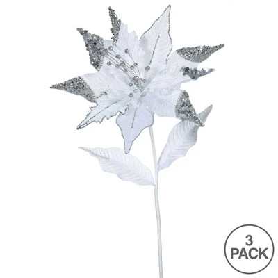 Vickerman 26", 12" Flower Velvet Poinsettia Aritificial Christmas Pick 4 Vickerman 26", 12" Flower Velvet Poinsettia Aritificial Christmas Pick - Image 2