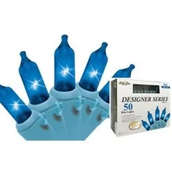 Brite Star 50ct Mini String Lights Blue - 17' Blue Wire