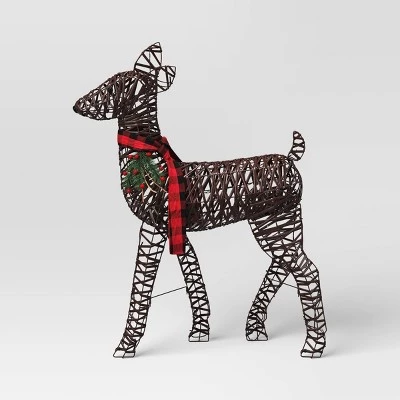 LED 37" Faux Rattan Doe Christmas Novelty Sculpture Light Warm White - Wondershop™ 4 LED 37" Faux Rattan Doe Christmas Novelty Sculpture Light Warm White - Wondershop™ - Image 2