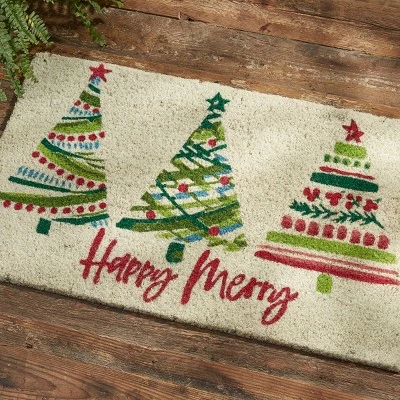 Split-P Split P Happy Merry Christmas Tree Doormat - Beige 1'6''x2'6'' 3 Split-P Split P Happy Merry Christmas Tree Doormat - Beige 1'6''x2'6''