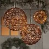 Battery Operated Brown Faux Rattan Sphere Fairy String Lights Warm White with Brown Wire - Wondershop™ -Outdoor Christmas Decorations Sales GUEST c5f7d9ec b3cf 4b94 9adc 8b4ea60eb72b